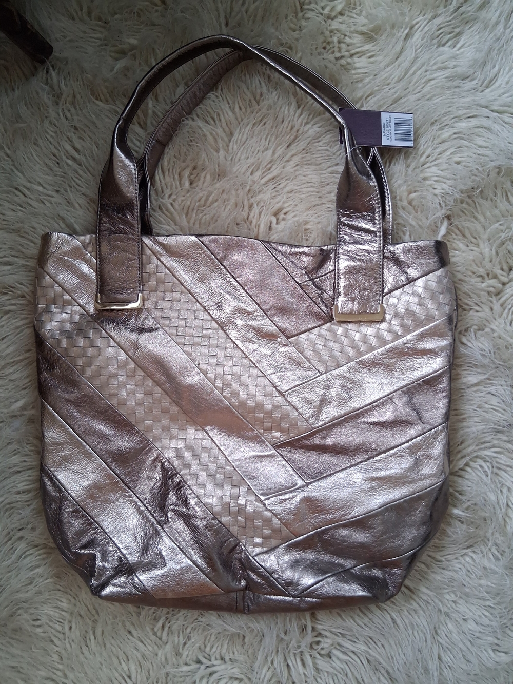 ELLIOT LUCCA Metallic  Tote Bag with Top Handles